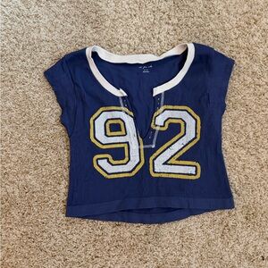 Urban Outfitters Navy Ribbed '92 Graphic Muscle Tee with Cream Trim